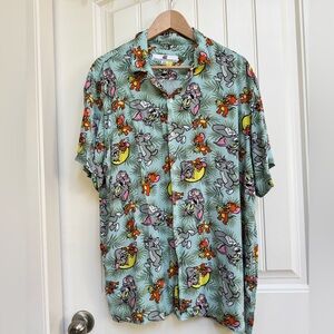 Tom and Jerry Rayon Hawaiian Shirt. Size XL